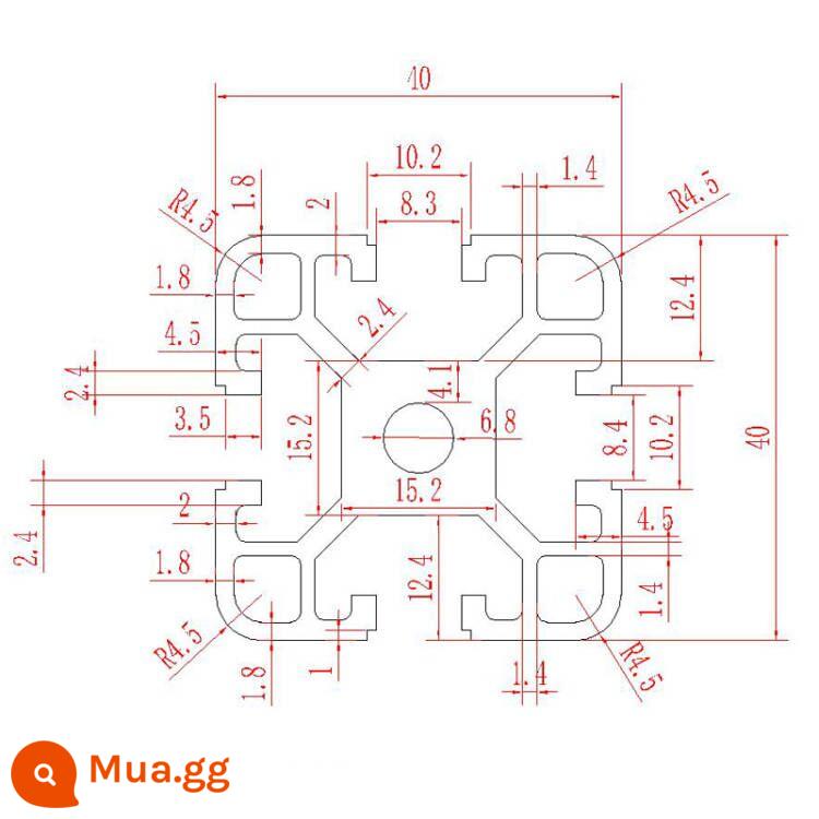 Vật liệu đùn nhôm 4040 dây chuyền lắp ráp vật liệu đùn nhôm 4040 khung 3030 nhôm định hình ống vuông hồ sơ hợp kim nhôm 4040 - 4040 tiêu chuẩn Châu Âu-dày 2.4