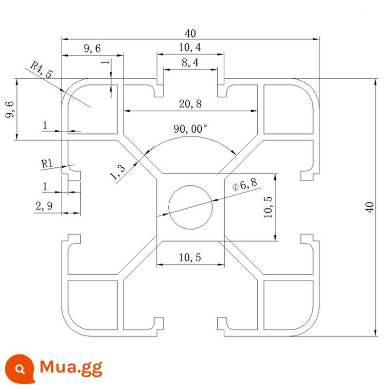 Vật liệu đùn nhôm 4040 dây chuyền lắp ráp vật liệu đùn nhôm 4040 khung 3030 nhôm định hình ống vuông hồ sơ hợp kim nhôm 4040 - 4040 tiêu chuẩn Châu Âu-dày 1.2