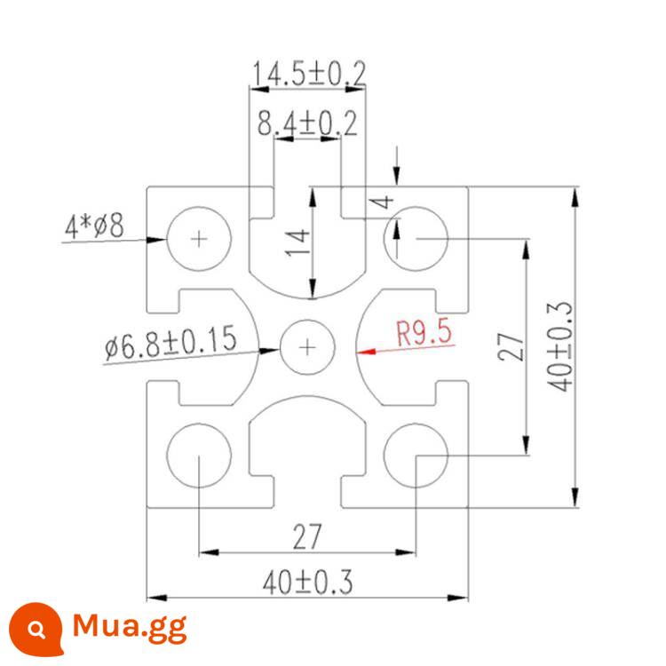 Vật liệu đùn nhôm 4040 dây chuyền lắp ráp vật liệu đùn nhôm 4040 khung 3030 nhôm định hình ống vuông hồ sơ hợp kim nhôm 4040 - 4040 tiêu chuẩn quốc gia hạng nặng