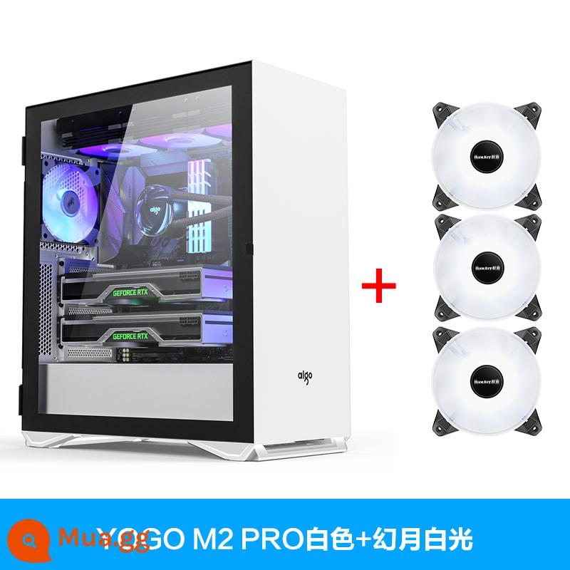 Nhà Yêu Nước YOGO M2 PRO Máy Tính Toàn Mặt Trong Suốt Máy Tính Để Bàn Máy Chủ EATX Giữa Tháp Trò Chơi Tản Nhiệt Nước - YOGO M2 PRO Trắng + Ánh sáng trắng Phantom