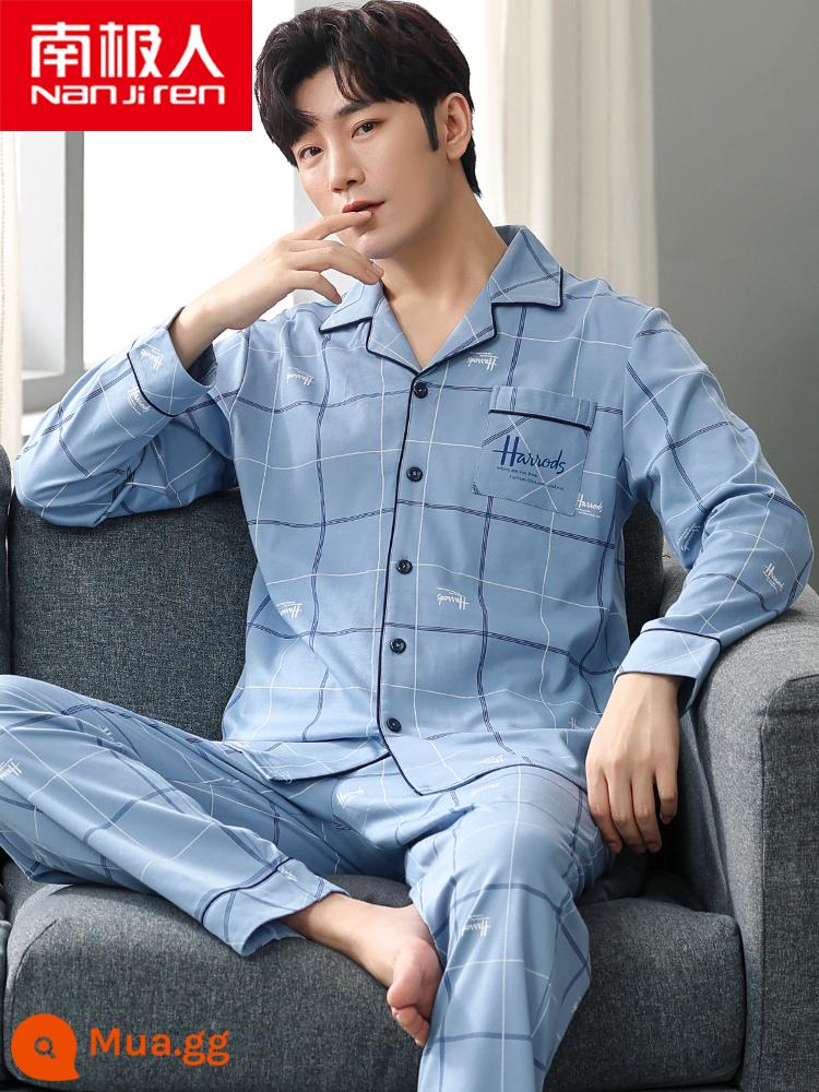 Nanjiren Bộ Đồ Ngủ Nam Xuân Thu Cotton Nguyên Chất Dài Tay Size Lớn Cotton Mỏng Phần Thu Đông Homewear Bộ - NJR-MG8852