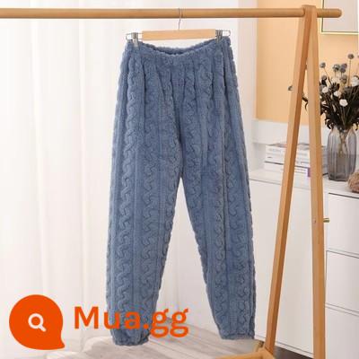 Thời Trang Mới Nhung San Hô Jacquard Phù Hợp Với Bộ Đồ Ngủ Mùa Thu Đông Plus Nhung Dày Internet Người Nổi Tiếng Cô Gái Cặp Đôi Thường Ngày Phù Hợp Với - Quần Jacquard nhung ấm áp - xanh da trời (quần đơn)