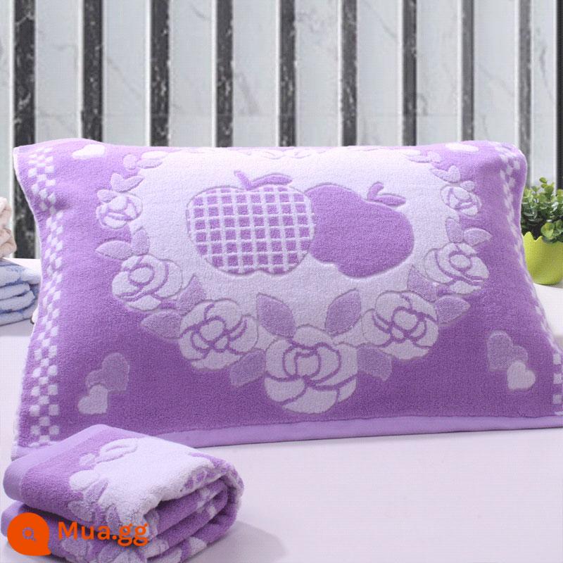 [Đặc Biệt Hàng Ngày] Khuyến Mãi Vỏ Gối Cotton Nguyên Chất Dày Và Cặp Lớn Mềm Mại Hoạt Hình Chính Hãng Không Phai Màu - Táo tím hai gói