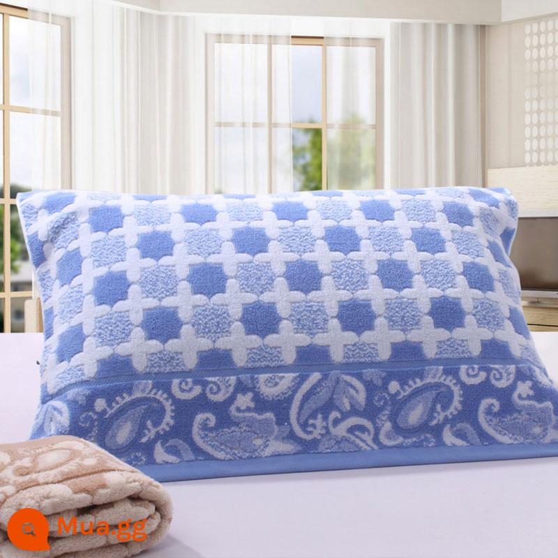 [Đặc Biệt Hàng Ngày] Khuyến Mãi Vỏ Gối Cotton Nguyên Chất Dày Và Cặp Lớn Mềm Mại Hoạt Hình Chính Hãng Không Phai Màu - Hai gói chéo màu xanh