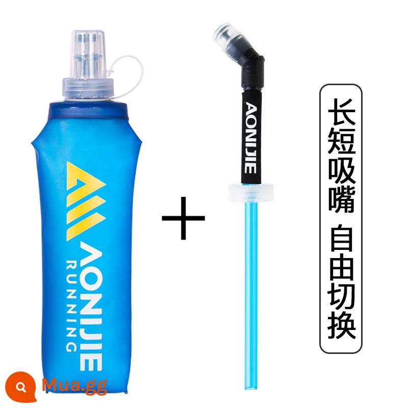 Aonijie thể thao chai nước mềm ngoài trời túi nước mềm có thể gập lại xuyên quốc gia túi nước chạy marathon cốc nước di động - Bình nước 500ml + ống hút uống nhanh [logo mới 2023]