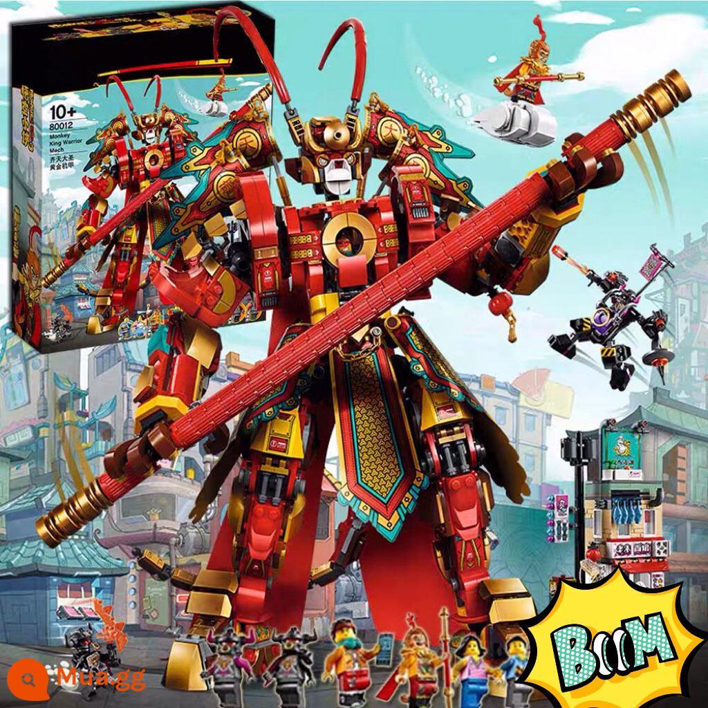 Vua Khỉ Series Trung Quốc Khối Xây Dựng Vua Khỉ Vua Khỉ Mecha Lắp Ráp Khó Đồ Chơi Bé Trai - Monkey King Mecha Golden Supreme Edition Cửa hàng mì Lào Zhu + Nhân vật