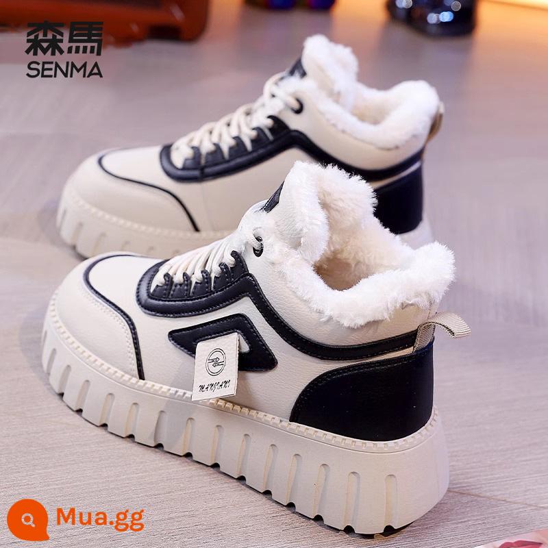 Semir Nữ Mùa Đông Plus Nhung 2023 Mới Đế Dày Giày Cao Cấp Giày Sneaker Nữ Bông Ấm Áp giày Lông Giày Ủng - đen