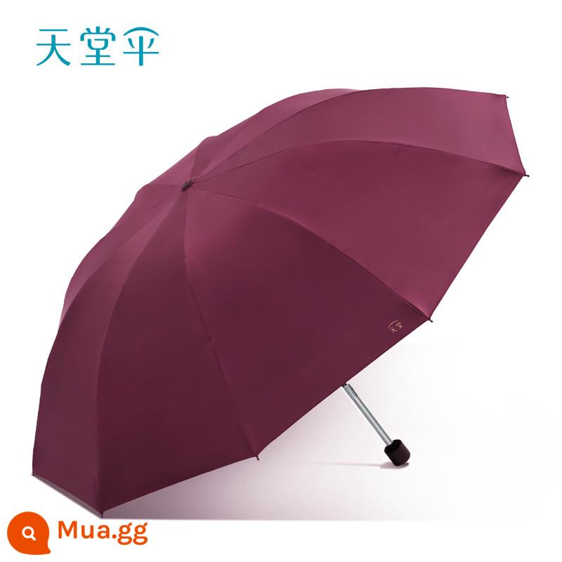 Dù Paradise Umbrella Ô đôi nam nữ quá khổ Ô ba người nắng và mưa Công dụng kép Vinyl gấp chống nắng Ô dù che nắng tăng cường - Burgundy (ô lớn 10 xương)