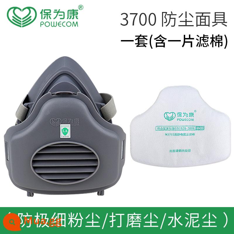 Mặt nạ chống bụi Baoweikang 3700 KN95 trang trí mặt nạ chống bụi công nghiệp mài bụi mặt nạ đặc biệt thoáng khí - Bộ 3700 khẩu trang chống bụi (gồm 1 miếng bông lọc)