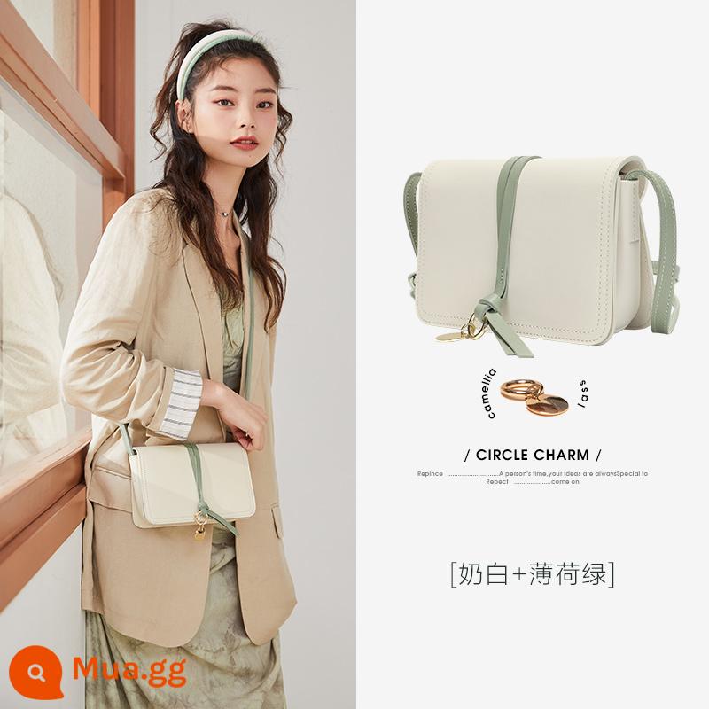 Túi Semir Messenger dành cho nữ trong mùa thu và mùa đông New Niche Túi đeo vai đơn tiên tiến Đa năng Túi Satchel đơn giản Túi xách nữ có họa tiết - Xanh trắng sữa