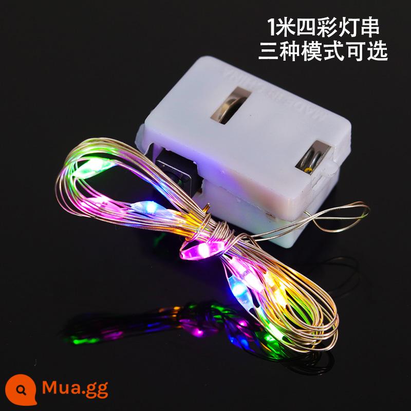 ĐÈN LED Dây Đồng Ánh Sáng Chuỗi Ánh Sáng Nút Pin Ánh Sáng Chuỗi Ánh Sáng Làm Bánh Trang Trí Sắp Xếp Sáng Tạo Trang Trí Bánh Hâm Nóng Ánh Sáng - Dây đèn hộp vuông màu trắng nhạt 4 màu 1 mét