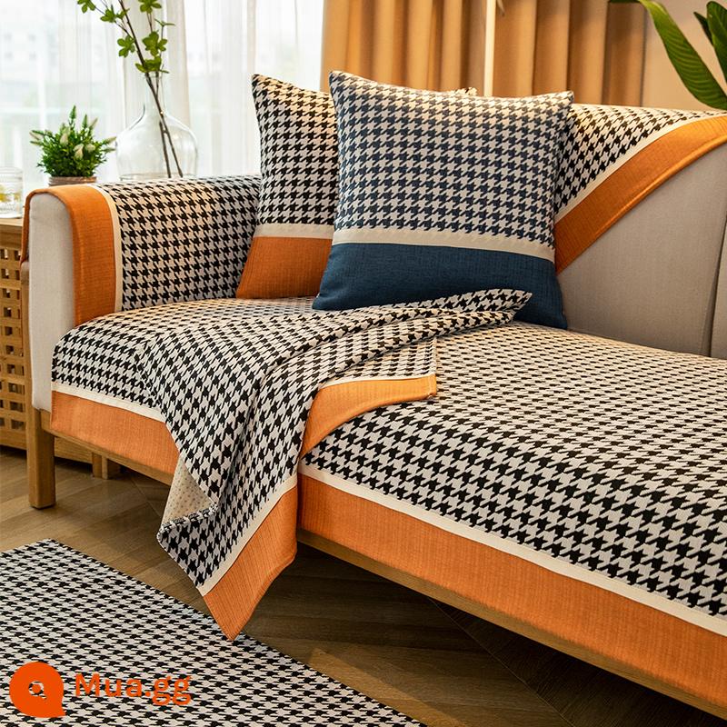 Sofa Houndstooth Đệm Bốn Mùa Đa Năng Đệm Đơn Giản Hiện Đại Chống Trơn Trượt Đệm Ghế Sofa Mùa Đông Bao Vải Khăn - Buyun-cam