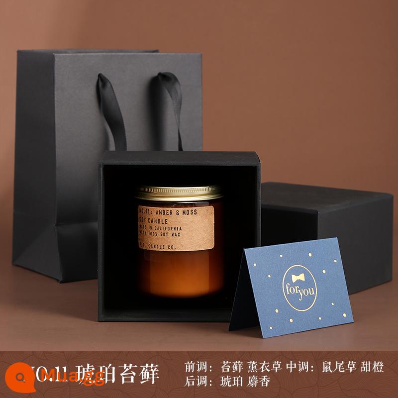 nến thơm pfcandle pf trong nhà hương thơm lâu dài P.F.CANDLE CO bluebox quà tặng sinh nhật - Hộp Quà Amber Moss-204g-Để thay đổi mùi thơm, vui lòng liên hệ bộ phận chăm sóc khách hàng