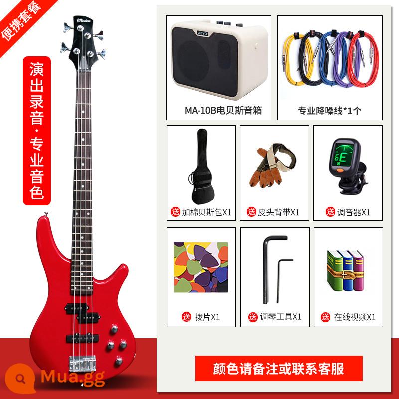 Monbest Four -Danting Electric Bass Guitar Electric Bass Intern - Gói di động nâng cao: [Loa Bass + Zoro 10 watt]