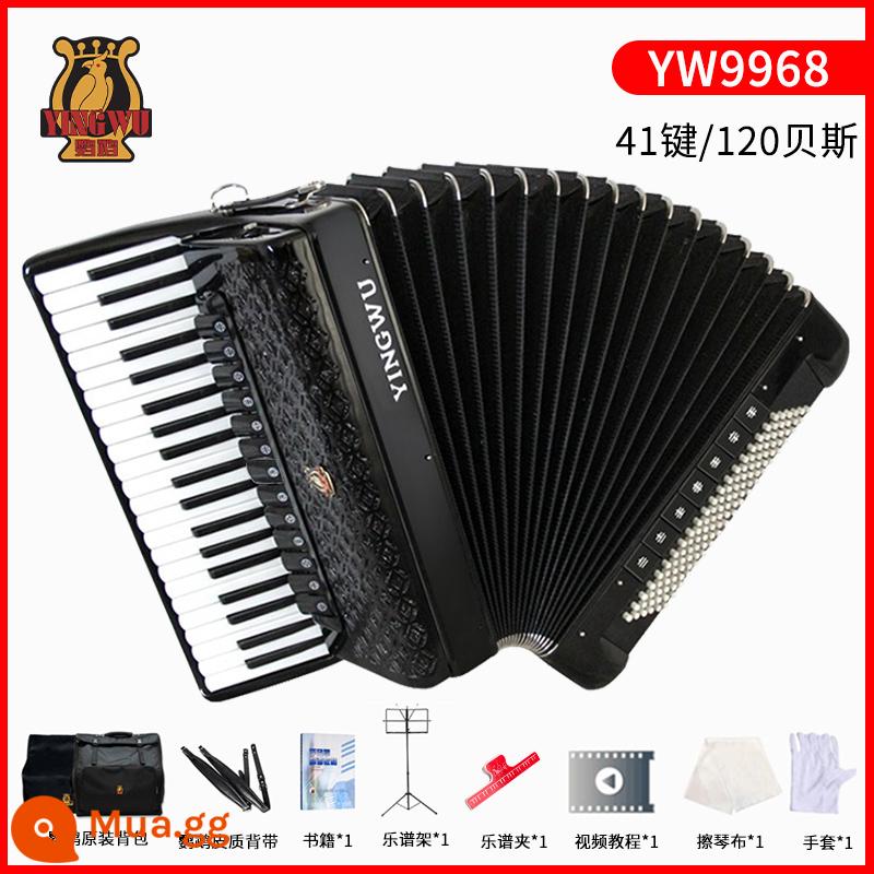 Vẹt đàn accordion nhạc cụ người lớn mới bắt đầu chuyên nghiệp 60/96/120 trẻ em 48 bass chơi đàn accordion - [120 bass 41 phím] YW9968 màu đen + gói quà