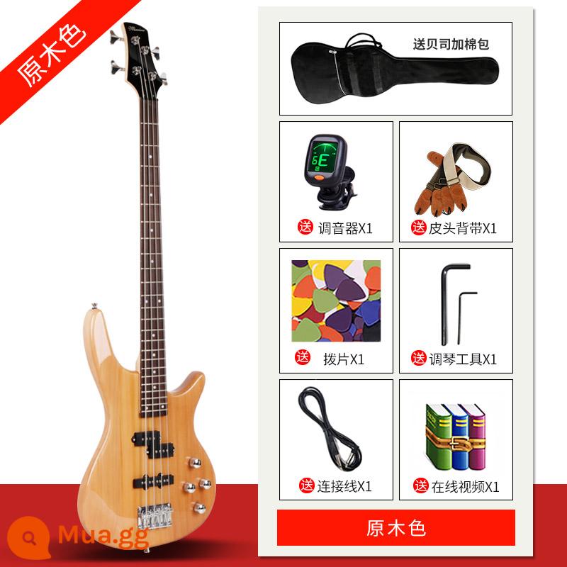 Monbest Four -Danting Electric Bass Guitar Electric Bass Intern - Mẫu cao cấp - màu gỗ tự nhiên [quà tặng khi đặt hàng]