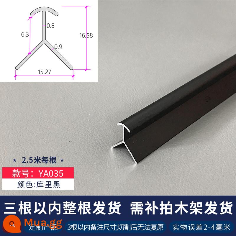 5mm6 tấm ốp tường dây chuyền đóng vật liệu ép đùn nhôm dải bao quanh dải trang trí dải cạnh áp lực tấm ốp chân tường bằng hợp kim nhôm hình chữ I màu đen - Y035 Athens đen bán 2,5 mét một chiếc