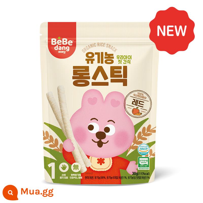 Beibei group Hàn Quốc nhập khẩu snack mol bebedang gạo lứt dải bánh gạo bánh gạo tròn phồng chính hãng date mới - Cơm Que Dài-Táo Cà Rốt