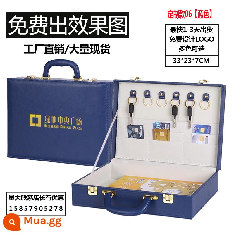 Hộp giao hàng Spot PU Da tay -Danded Box Hand -in -hand nhỏ Hộp Key Hộp Key Hộp lớn Hộp quà tặng lớn - Mẫu tùy chỉnh màu xanh đậm 06