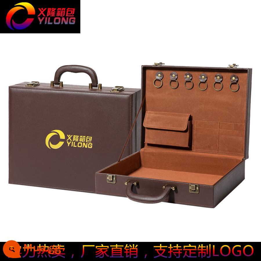 Hộp giao hàng Spot PU Da tay -Danded Box Hand -in -hand nhỏ Hộp Key Hộp Key Hộp lớn Hộp quà tặng lớn - Khóa đôi họa tiết con voi màu nâu nâu