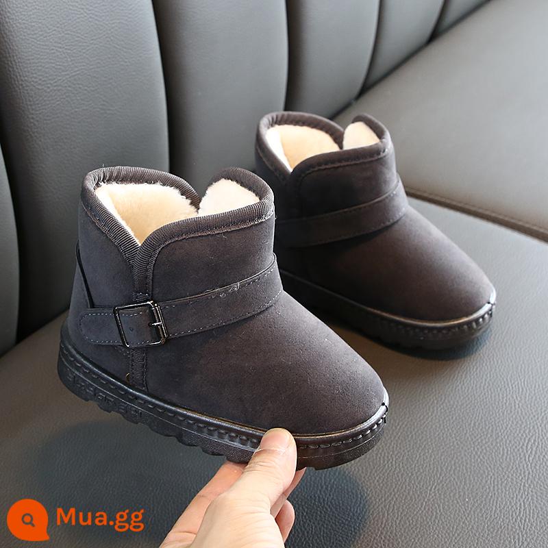 Bộ mã bị hỏng giải phóng mặt bằng trẻ em Boot Boy Boy Boy Booth Boots dày 3-7 trẻ em thêm giày cotton phía tây mùa đông chống trượt 9 - Giày đi tuyết màu xám/1818