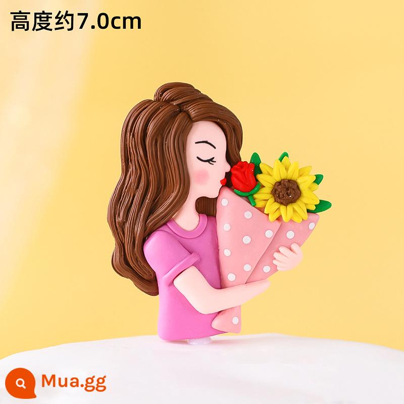 38 Happy Goddess's Day Chèn Thẻ Trang Trí Bánh Nữ Hoàng Lái Xe Quay Lại Xem Cô Gái Cắm Sinh Nhật Của Mẹ Nướng Thẻ - Bó hoa - 2 miếng đất sét mềm tặng mẹ