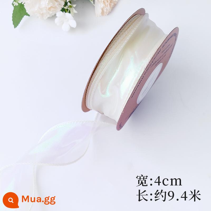 Nàng Tiên Cá Sợi Ruy Băng Hộp Bánh Bao Bì Sợi Tự Làm Nơ Ruy Băng Hoa Chất Liệu Sóng Áo Khoác Nơ Trang Trí - Sợi đuôi cá màu trắng nhạt 10m