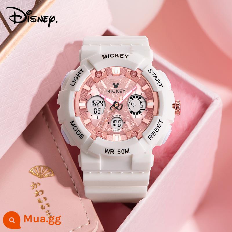 Disney doanh đồng hồ nữ học sinh THCS học sinh THPT nữ trẻ em đồng hồ điện tử chống nước học sinh tiểu học - Bột trắng sữa Macaron