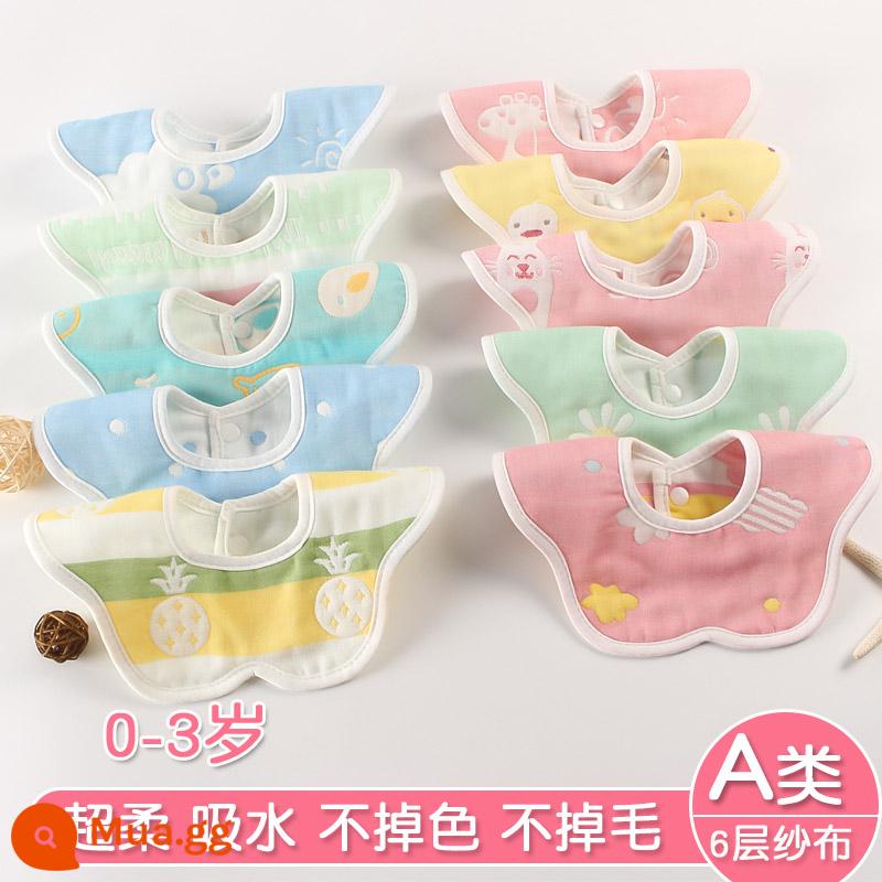 Yếm cotton gạc nguyên chất cho bé sơ sinh chống thấm nước 360 độ dễ thương yếm yếm có dây đeo khăn nước bọt cho bé - 10 yếm gạc cho bé trai (không có họa tiết lặp lại)