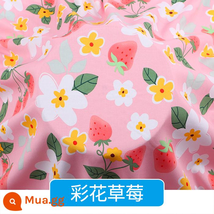 Bé Cotton Vải Lụa Siêu Mềm Mùa Hè Bộ Đồ Ngủ Vải Cho Bé Quần Áo Trẻ Em Cotton Lụa Rayon Vải Hoa Vỡ - Nửa mét dâu đầy màu sắc