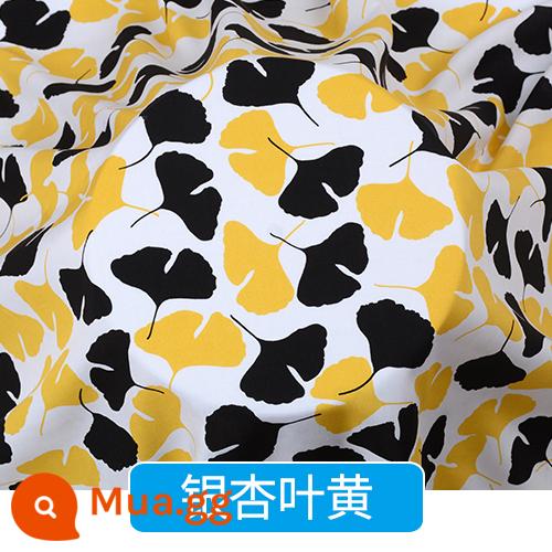 Bé Cotton Vải Lụa Siêu Mềm Mùa Hè Bộ Đồ Ngủ Vải Cho Bé Quần Áo Trẻ Em Cotton Lụa Rayon Vải Hoa Vỡ - Màu rượu sâm panh Lá bạch quả vàng nửa mét