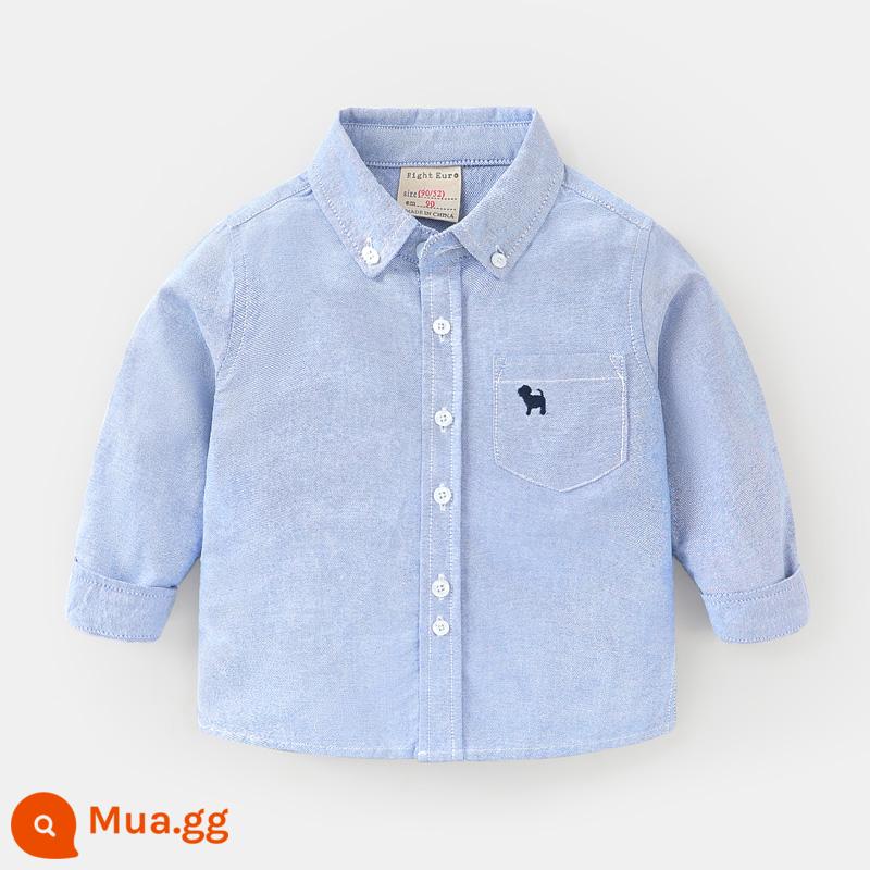 Áo sơ mi dài tay cotton cotton nguyên chất bé trai, quần áo mùa thu, quần áo trẻ em, áo sơ mi trắng trẻ em, mẫu xuân thu trẻ em, bé sơ sinh 1 tuổi và 3 tuổi - U14227 xanh đậm