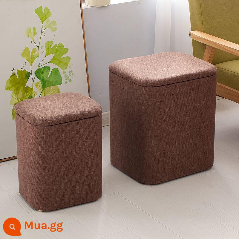 Đa Chức Năng Lưu Trữ Phân Gỗ Chắc Chắn Sofa Người Có Thể Ngồi Lưu Trữ Phân Nhà Cửa Tủ Ghế Nhỏ Hộp Mang Giày Ghế - Vải màu nâu