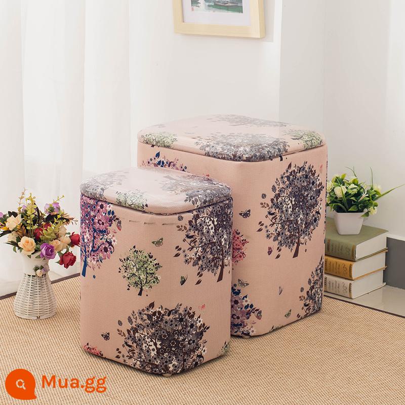 Đa Chức Năng Lưu Trữ Phân Gỗ Chắc Chắn Sofa Người Có Thể Ngồi Lưu Trữ Phân Nhà Cửa Tủ Ghế Nhỏ Hộp Mang Giày Ghế - Cây Hạnh Phúc (vải)