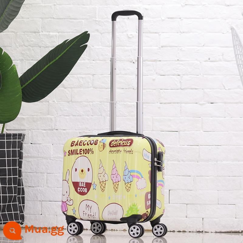 Phiên bản Hàn Quốc dễ thương của vali nhỏ 18 inch dành cho nữ đa năng có bánh xe đẩy trường hợp du lịch nhẹ mật khẩu lên máy bay trường hợp nam - Phim hoạt hình thỏ vàng vẽ gương phong cách