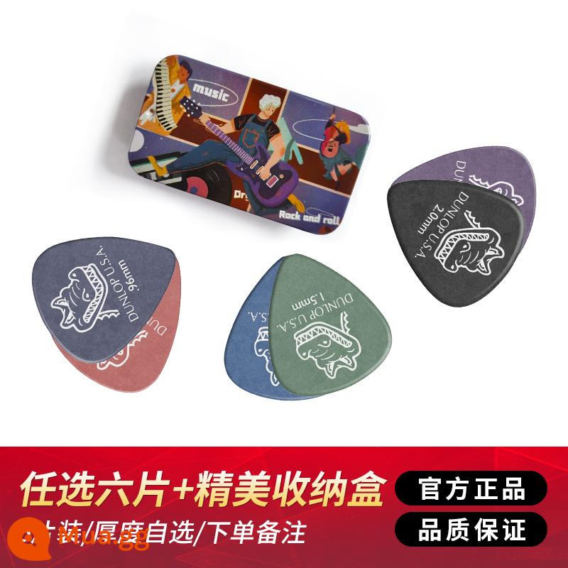 Dunlop dân gian đàn guitar acoustic pick chính hãng đàn guitar điện Dunlop gảy đàn pick lò xo chống trượt cá sấu pick - Lưu ý màu sắc | Chọn 6 món bất kỳ + hộp đựng (mặc định gửi ngẫu nhiên) Xanh 1.14 đã hết hàng