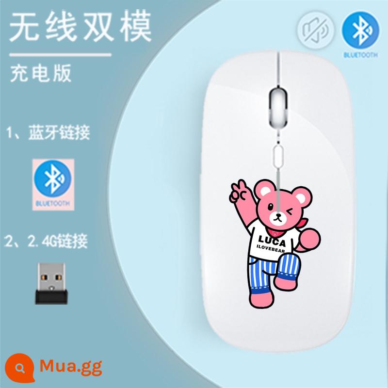 Sơn không dây Bluetooth hai chế độ tắt tiếng phiên bản trò chơi quang điện nhỏ gọn di động điện thoại di động máy tính bảng máy tính xách tay usb - Chế độ kép-Gấu may mắn