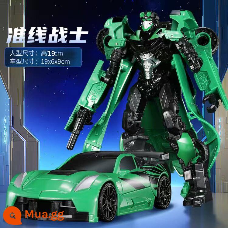 Route Police Car Robot Transformers 5 Battay Tiger Model Modeling Children Boys Toys 678 - Xe đua màu xanh lá cây hợp kim một phần 19cm