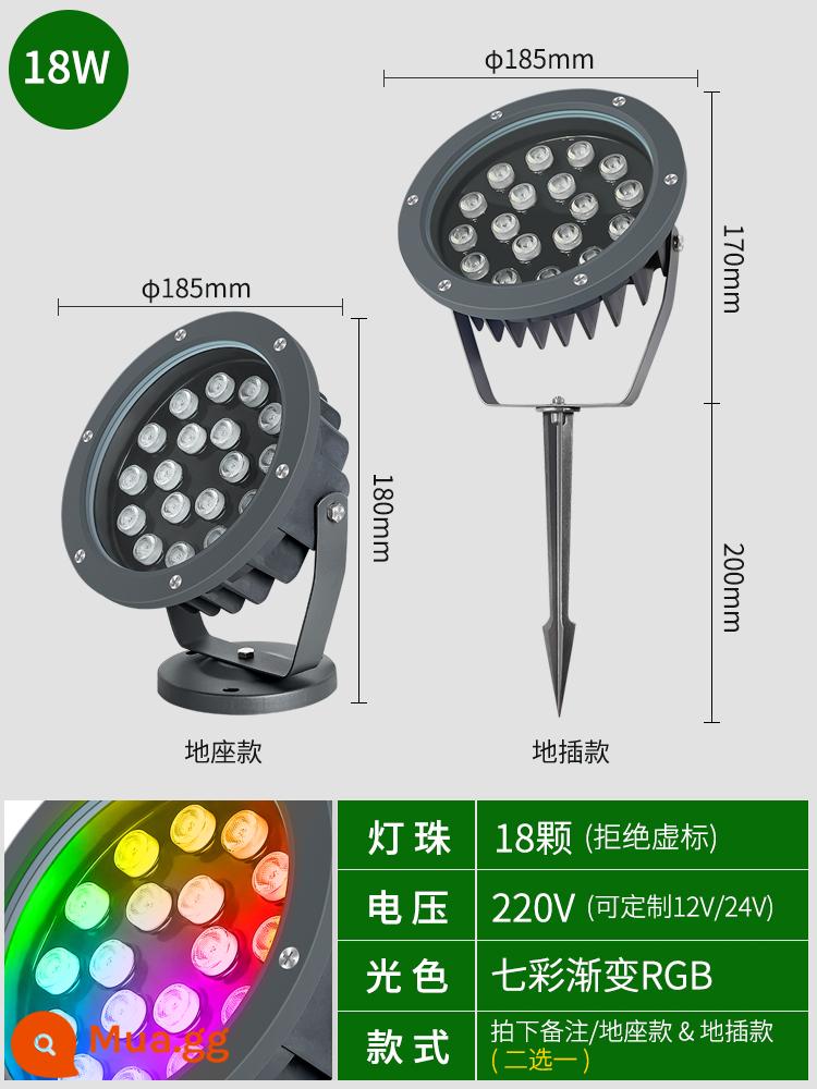 Chiếu sáng cây, đèn cảnh quan, đèn LED chiếu sáng cây, đèn cỏ nhiều màu sắc không thấm nước ngoài trời, đèn cảnh quan, đèn ngầm - 18W-RGB mờ đầy màu sắc - tương đương với kích thước 36 watt của các thương hiệu khác