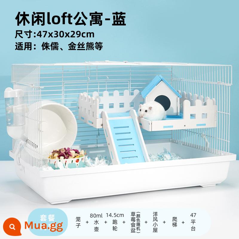 Hamster 47 lồng gấu vàng siêu rẻ lớn 60 lồng cơ bản cung cấp đầy đủ bộ nhỏ biệt thự cao cấp - [Dây dày] Căn hộ gác xép - xanh (gửi gói quà dùng thử)