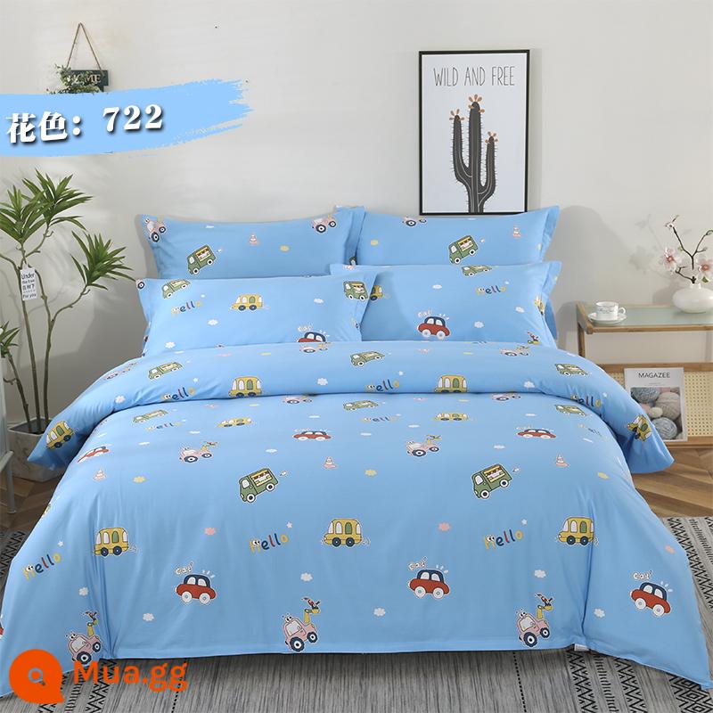 Vải Cotton Dày Dặn Giường Vỏ Chăn 4 Bộ Chăn Ga Vải Hai Dây Rộng Hoa Lớn Vải Cotton Chế Biến Tùy Chỉnh - Màu sắc: 722