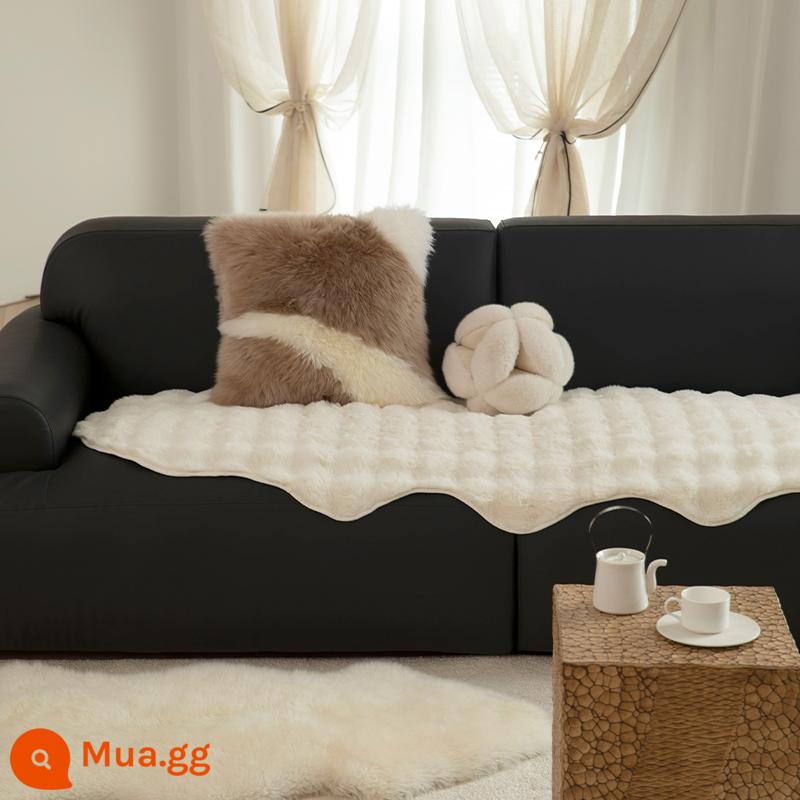 Lưới Đỏ Đệm Sofa Mùa Đông Sang Trọng Nhẹ Cao Cấp Bay Cửa Sổ Sofa Đệm Bắc Âu Ins Gió Chống Trơn Trượt Ghế Sofa - Bong bóng nhung-màu be