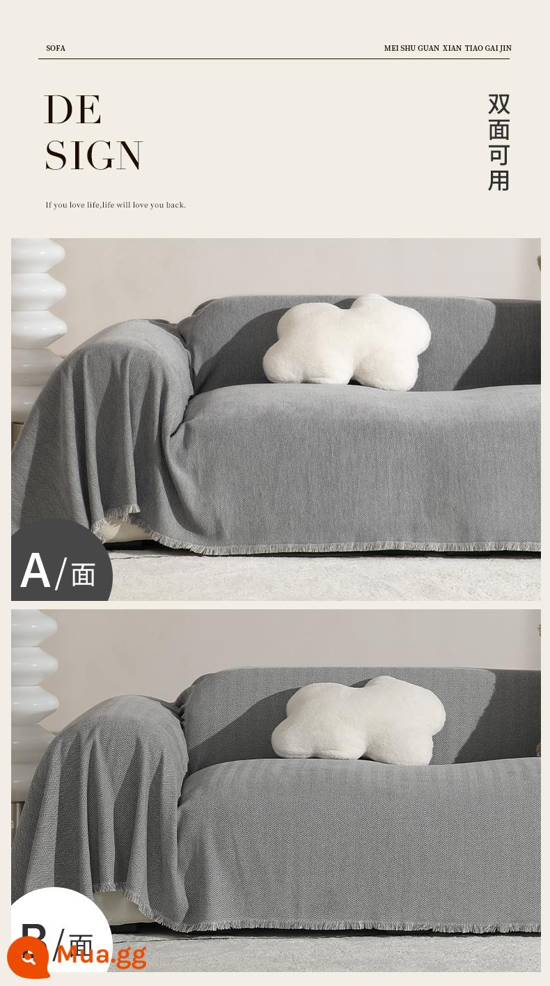 Mùa đông sofa dày sofa có mái che phủ đầy đủ sofa có nắp áo sofa nắp ghế sofa, khăn, ghế sofa che phủ tất cả vỏ bọc - Vỏ bọc ghế sofa màu trơn - xám