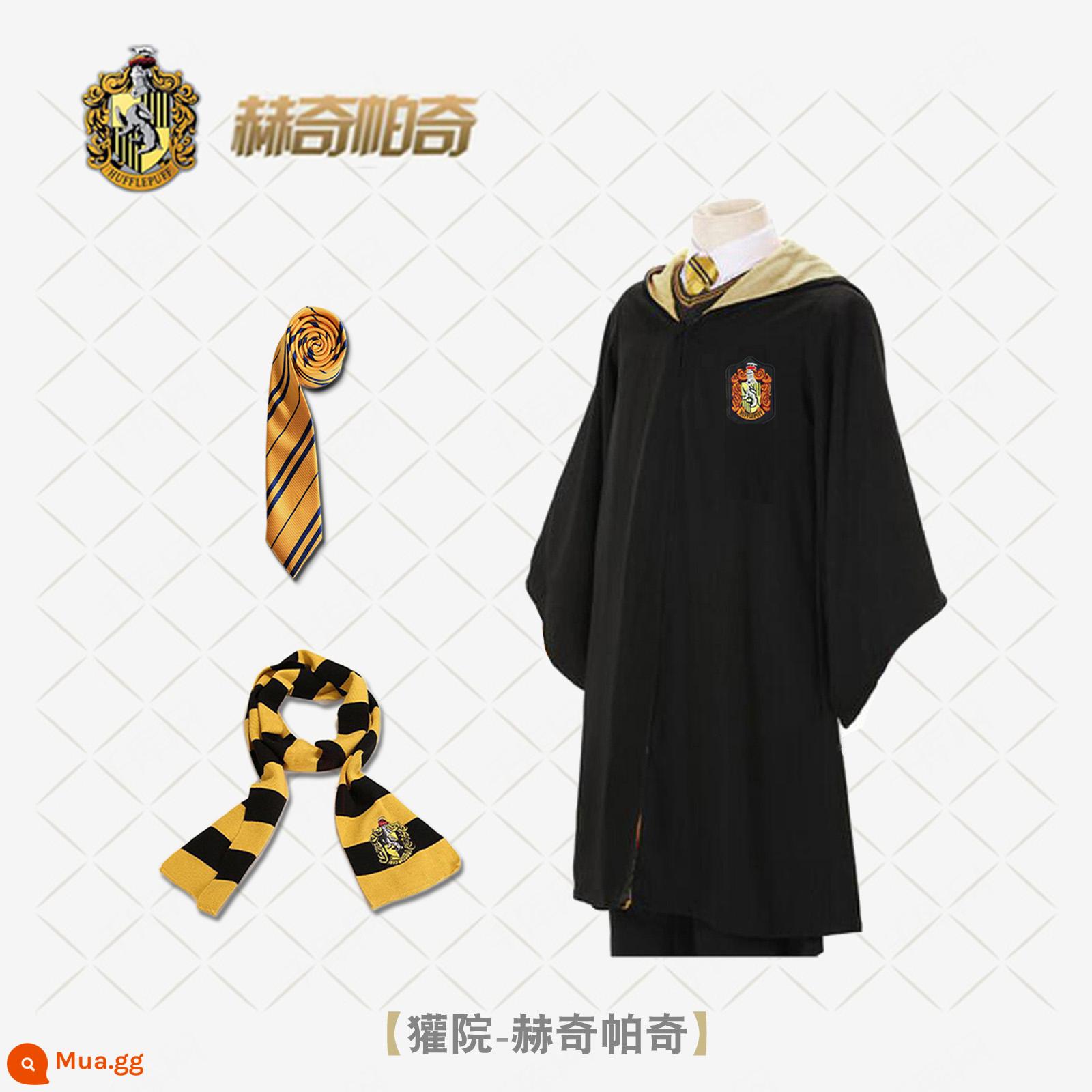 Bướm Harry's Potter Cosplay Quần áo Grandma Fensin Dostlin Magic Robe School Đồng phục học viện - Áo choàng Hufflepuff + cà vạt + khăn quàng cổ