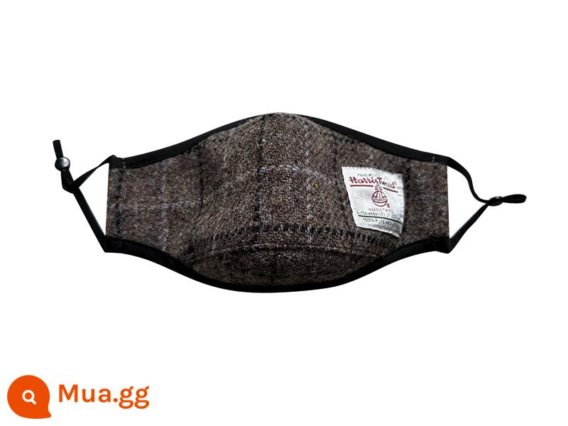 Harris Tweed xịn và xịn làm quà giữ ấm cho ai đó và khẩu trang cắt 3 chiều - Mặt nạ Harris/sọc trắng ca-rô màu nâu