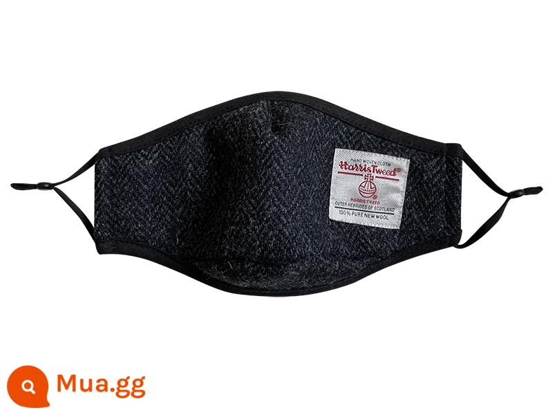 Harris Tweed xịn và xịn làm quà giữ ấm cho ai đó và khẩu trang cắt 3 chiều - Mặt nạ Harris/Xương cá xám đậm