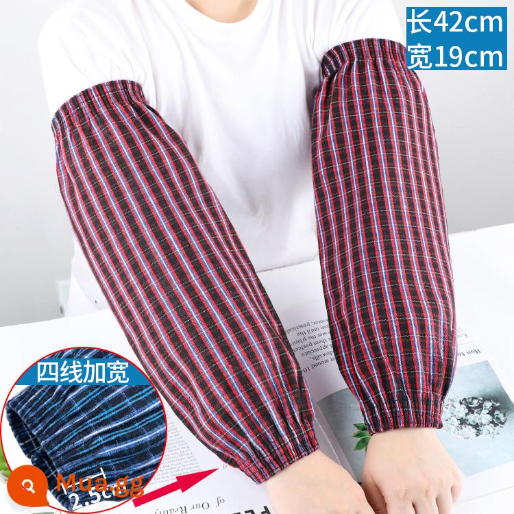 Tay áo bằng cotton nguyên chất được kéo dài và mở rộng, tay áo dài kẻ sọc cotton dày dành cho nam và nữ làm việc tại nhà máy, tay áo bảo hiểm lao động dành cho người lớn, tay áo mùa thu đông - Bông dày phiên bản dài màu đỏ hồng 3 đôi