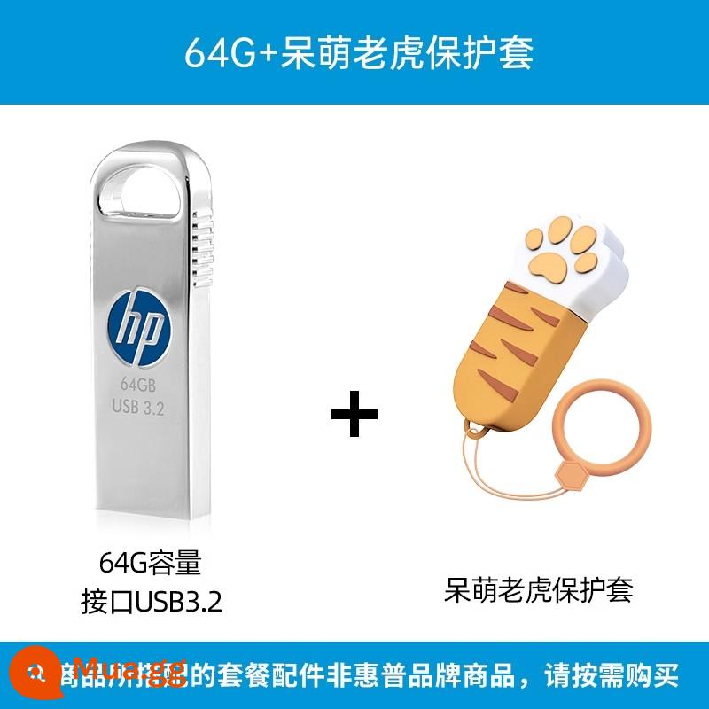 HP 64G Tất Cả Kim Loại Đèn LED Di Động Mini Chống Nước 32G Sinh Viên Ổ Đĩa U Ô Tô Hệ Thống Đèn LED Cổng USB Flagship Store Xác Thực - 64G[200MB/s] chú hổ não dễ thương