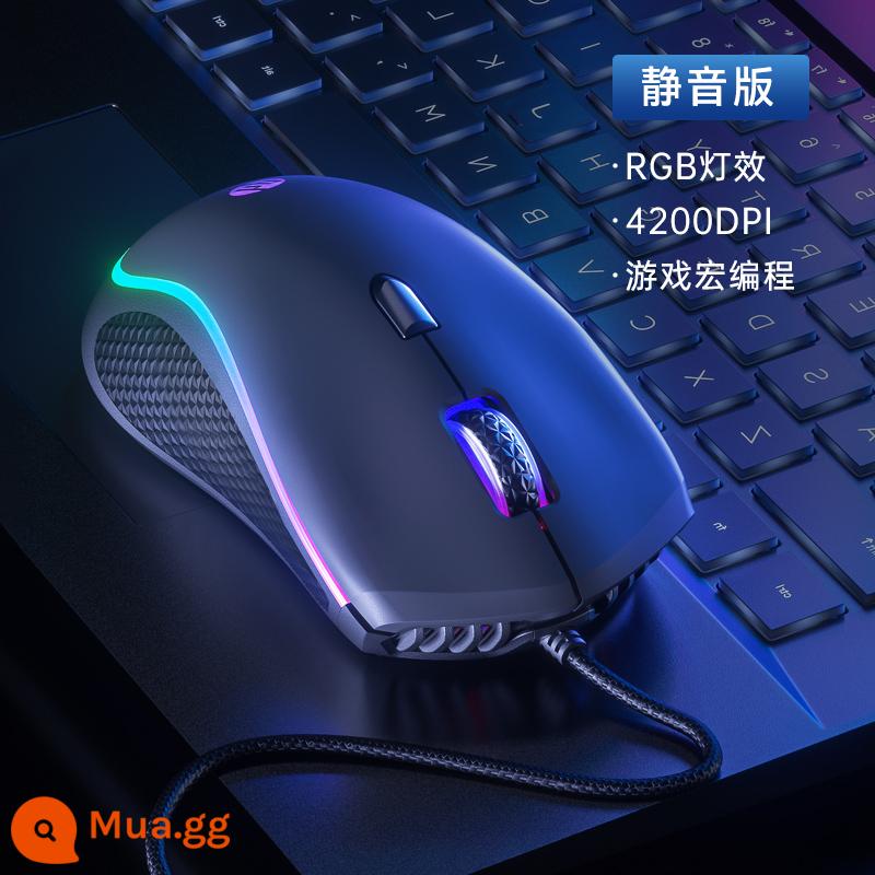 Chuột chơi game HP có dây RGB tắt tiếng cơ chơi game máy tính xách tay máy tính văn phòng gõ macro kỹ thuật số - [Phiên bản cáp] Phiên bản cát đen-im lặng