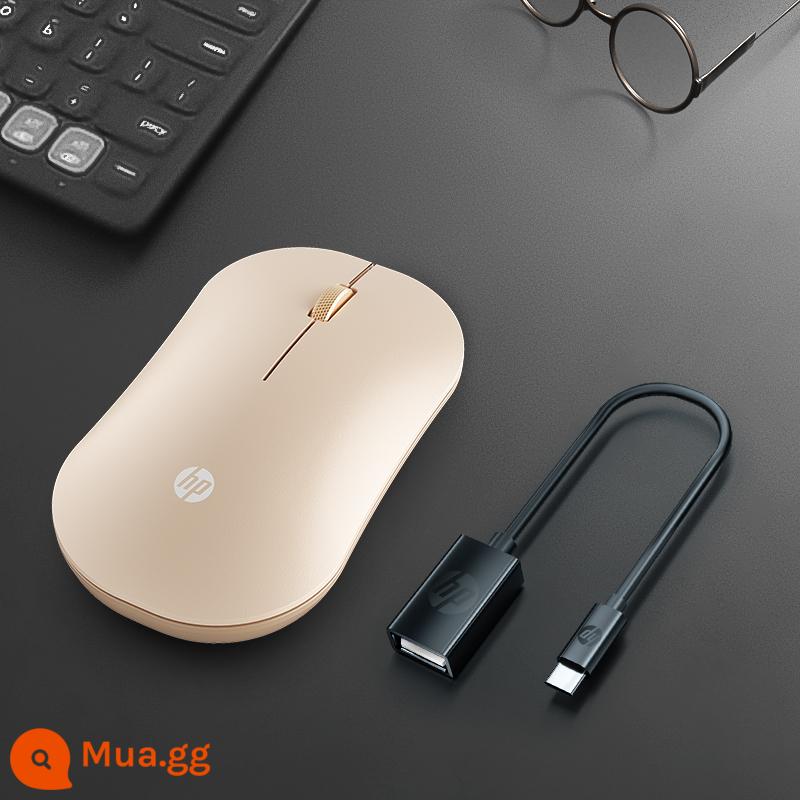 hp chuột không dây bluetooth tắt tiếng máy tính xách tay văn phòng chế độ kép thích hợp cho máy tính bảng ipad mac apple - [Gói chuyển đổi màu trà sữa] Chuột không dây + Cáp chuyển đổi (Type-C sang USB)